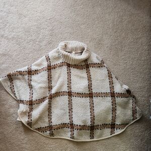 Cozy Plaid Knit Poncho